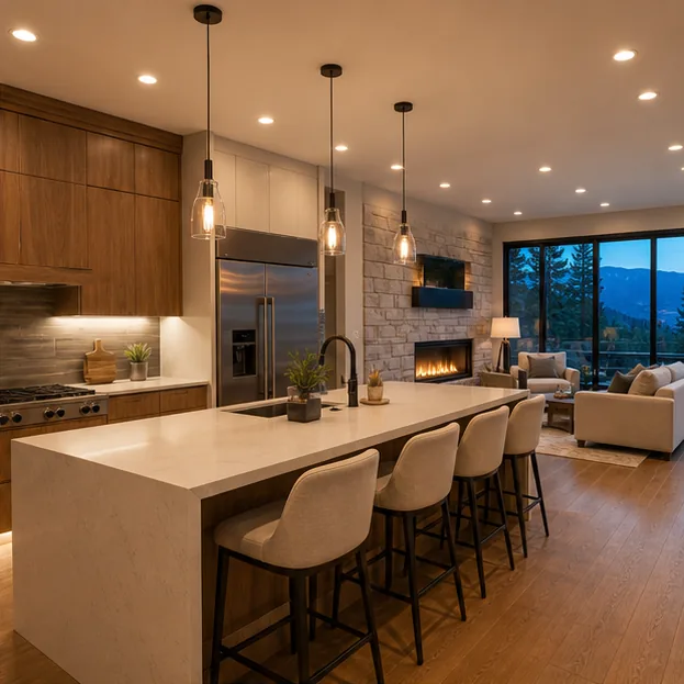 Warm kitchen remodel lighting for a Coeur d'Alene-area residential project