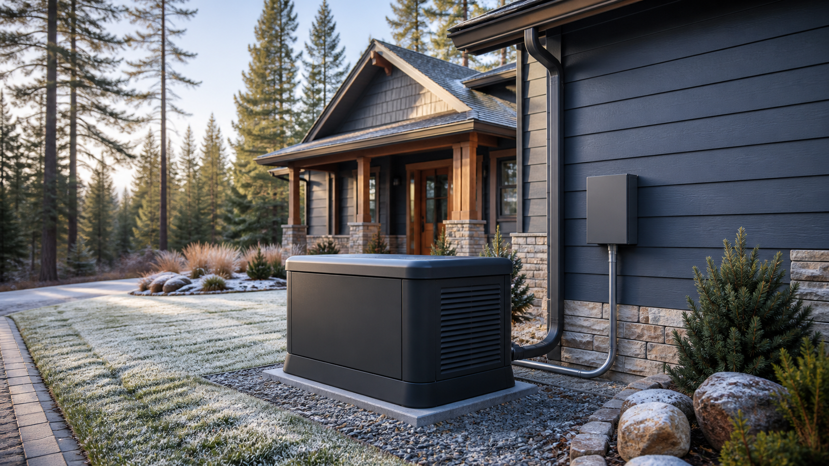 Concept image of a residential standby generator at a North Idaho home