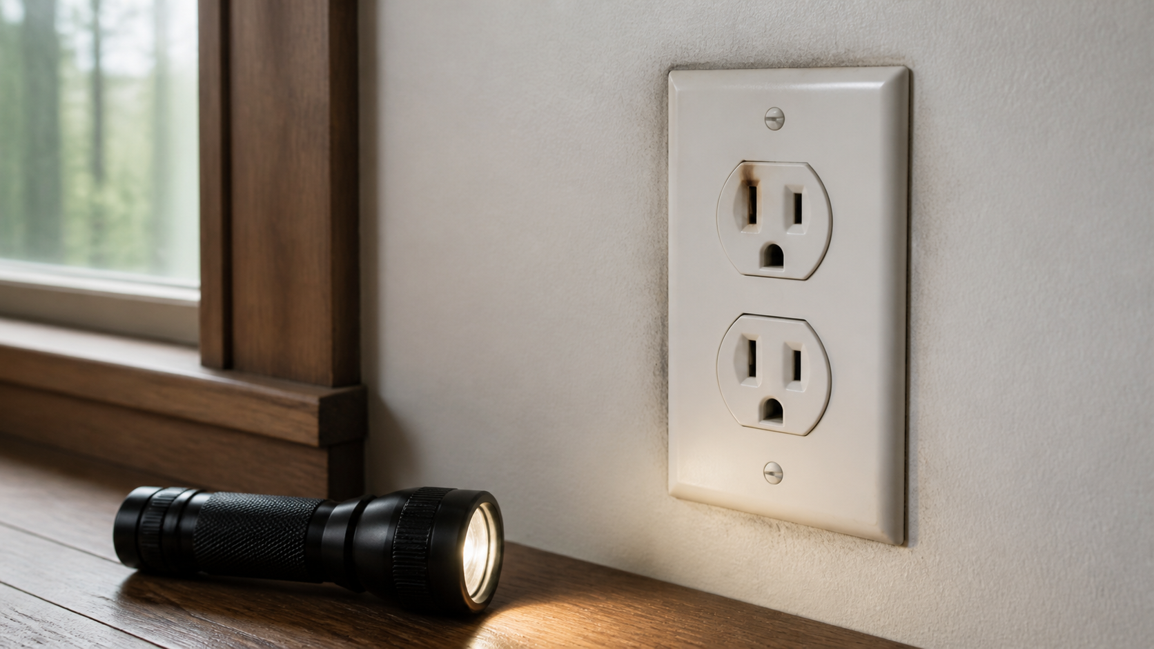 Concept image of subtle heat discoloration on a residential receptacle